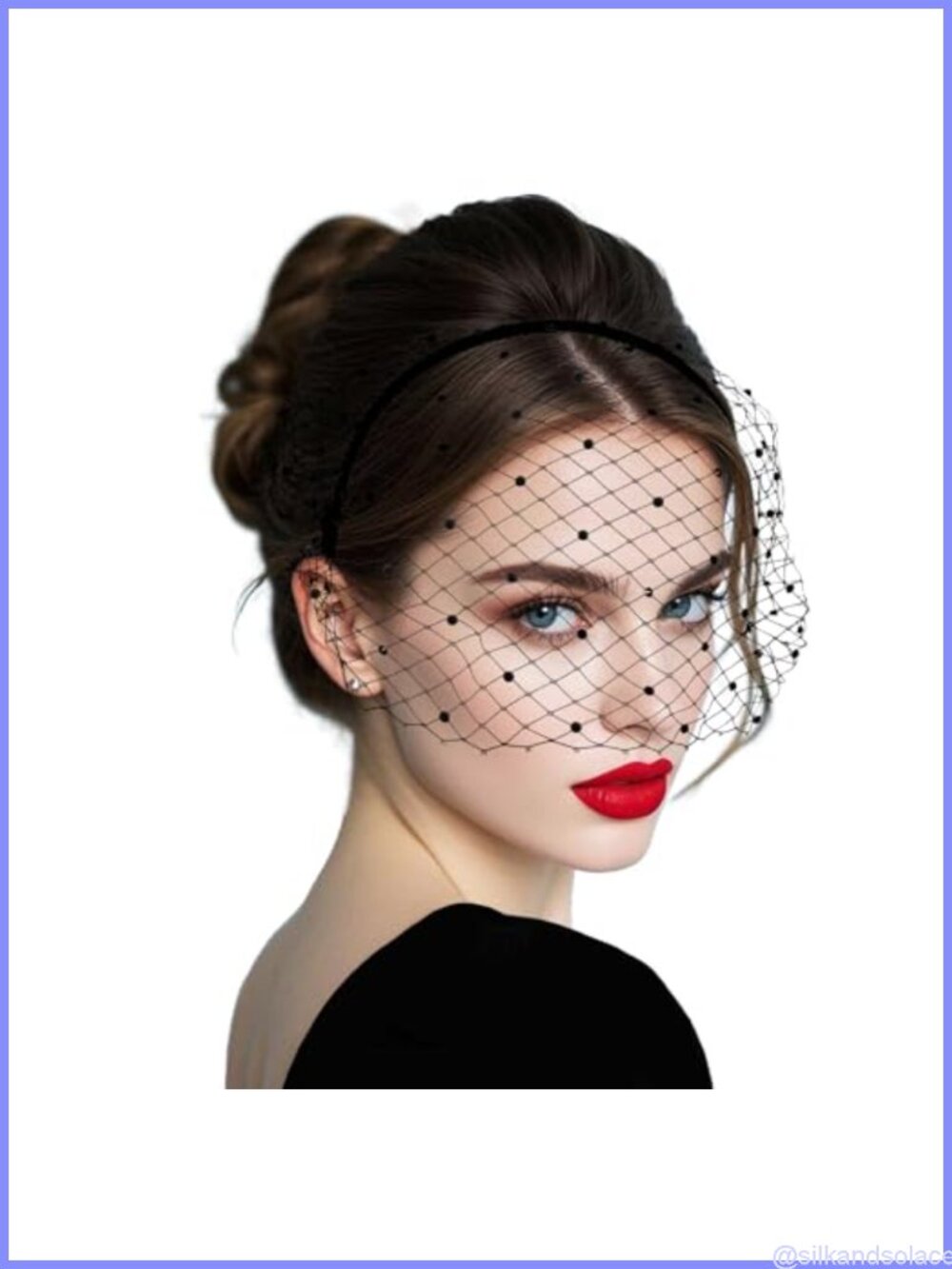 Fascinator Headband with Rhinestone Veil for Wedding Bridal Tea Party
